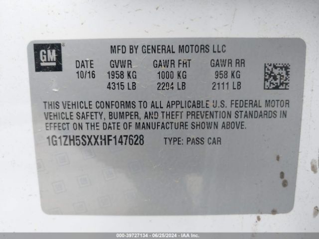 1G1ZH5SXXHF147628 Chevrolet Malibu Premier