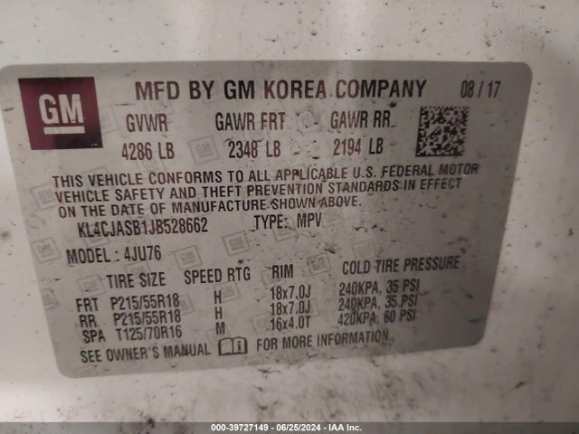 KL4CJASB1JB528662 Buick Encore Preferred