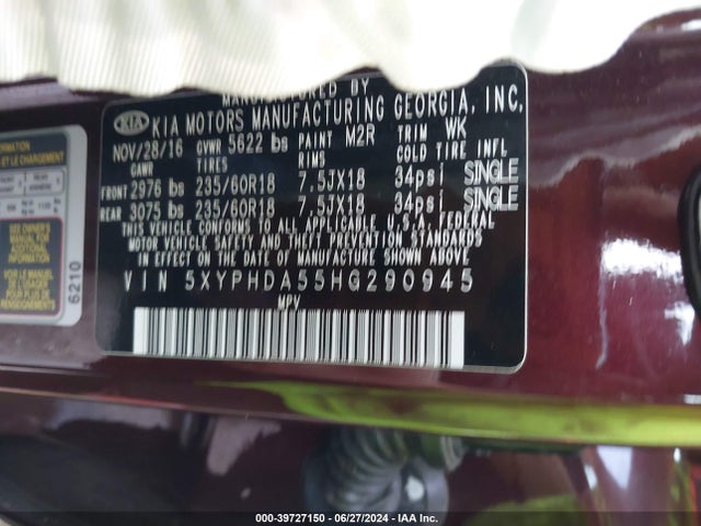KIA Sorento 3.3l Ex 2017 5XYPHDA55HG290945 Image 9