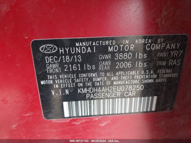 KMHDH4AH2EU078250 Hyundai Elantra Sport