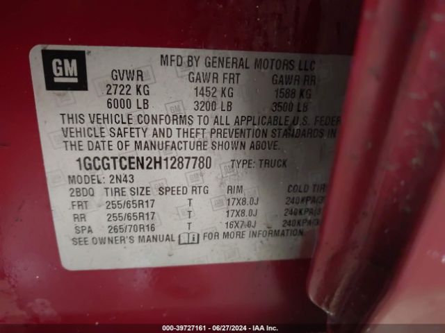 1GCGTCEN2H1287780 Chevrolet Colorado Lt