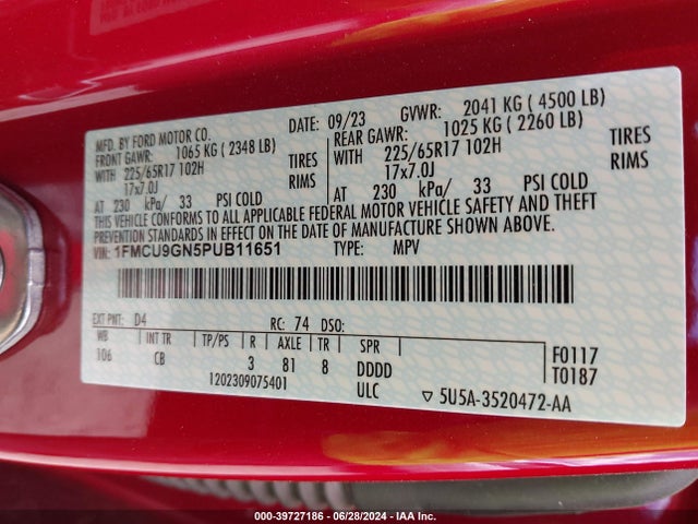 Ford Escape Active 2023 1FMCU9GN5PUB11651 Image 9