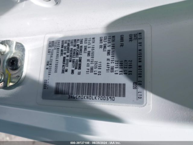 3N6CM0KN0LK700590 Nissan Nv200 Compact Cargo S Xtronic Cvt