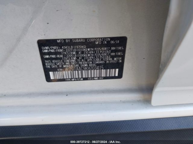JF2GTAAC9KH203415 Subaru Crosstrek 2.0i