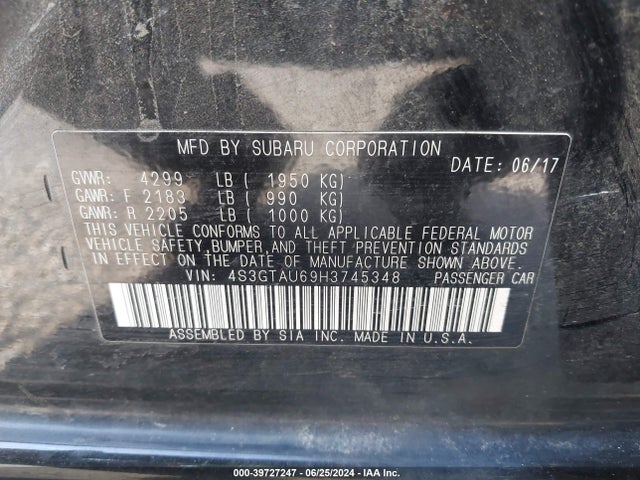 4S3GTAU69H3745348 Subaru Impreza 2.0i Limited