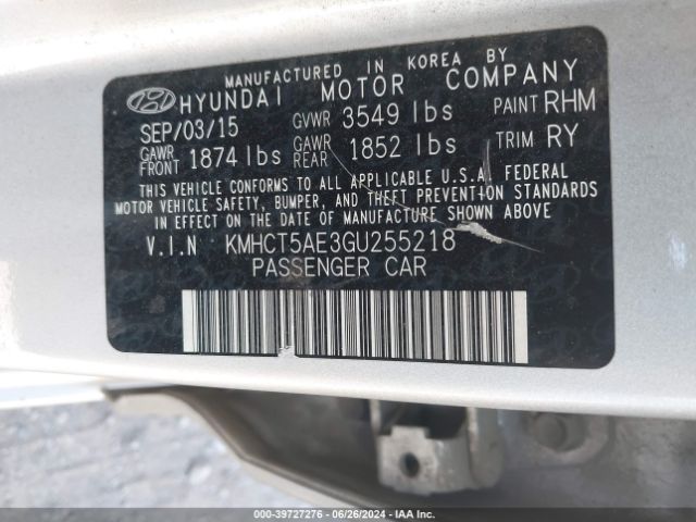 KMHCT5AE3GU255218 Hyundai ACCENT SE