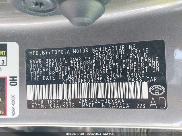 Toyota COROLLA SE 2017 2T1BURHE0HC751957 Image 9