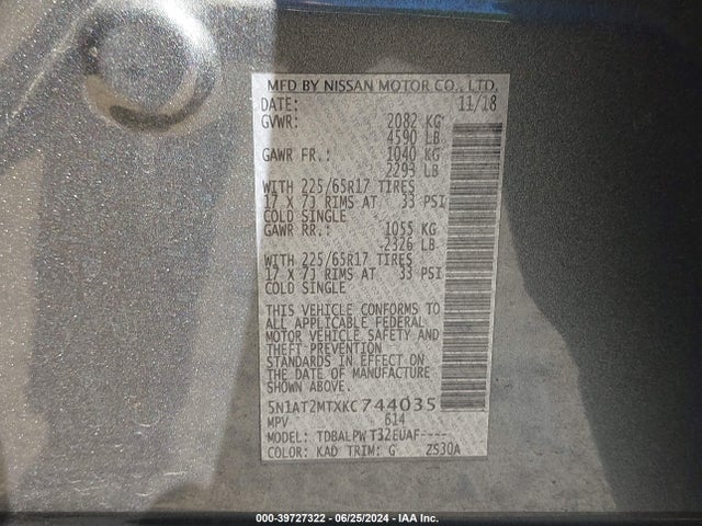 Nissan ROGUE S 2019 5N1AT2MTXKC744035 Image 9