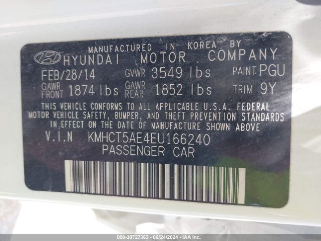 KMHCT5AE4EU166240 Hyundai ACCENT GS