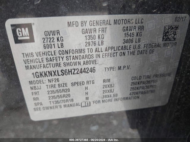 GMC Acadia Denali 2017 1GKKNXLS6HZ244246 Image 9