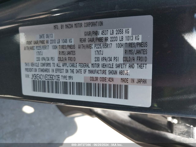 JM3KE4CYXE0390106 Mazda Cx-5 Touring