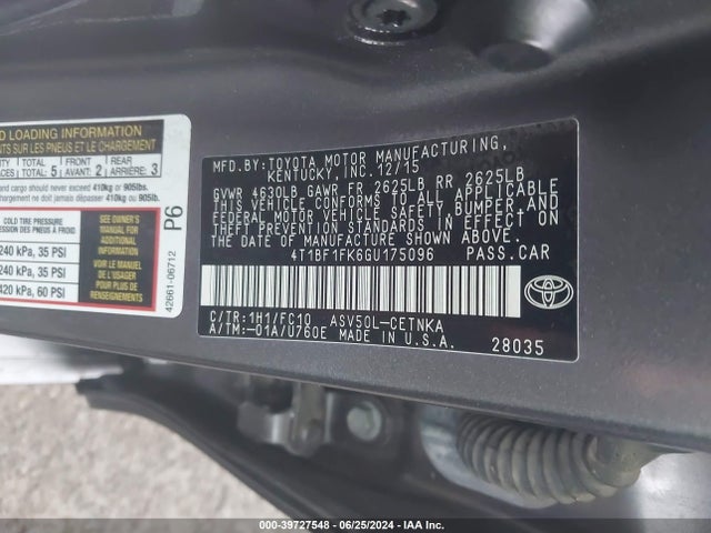 Toyota CAMRY LE 2016 4T1BF1FK6GU175096 Image 9
