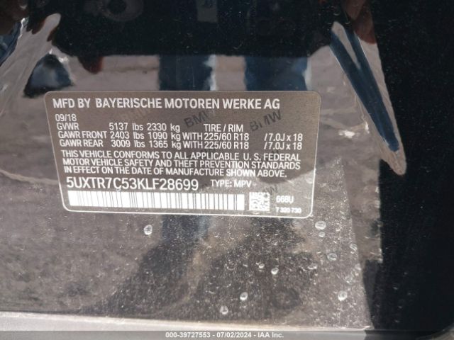 5UXTR7C53KLF28699 BMW X3 Sdrive30i