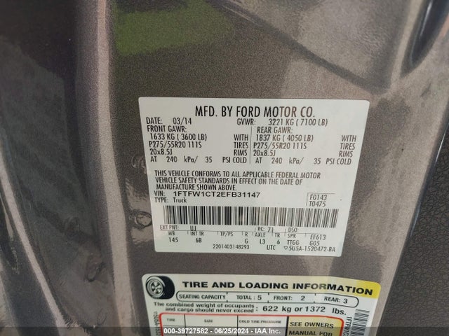 Ford F-150 FX2 2014 1FTFW1CT2EFB31147 Image 9
