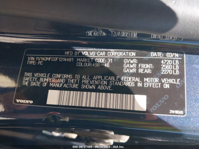 YV140MFC0F1314481 Volvo S60 T5 Premier Plus