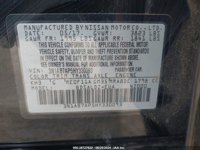Nissan SENTRA SV 2017 3N1AB7AP5HY330093 Image 9