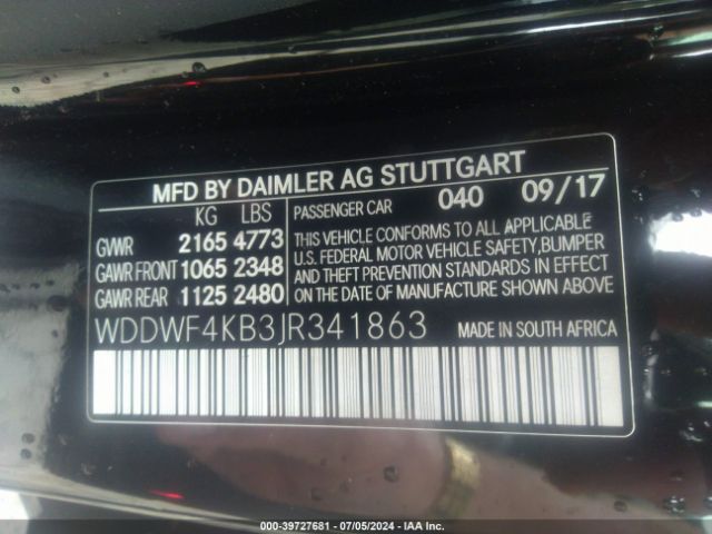 WDDWF4KB3JR341863 Mercedes-Benz C 300 4matic