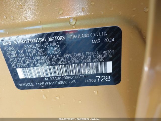 ML32AUHJ0RH010877 Mitsubishi MIRAGE ES