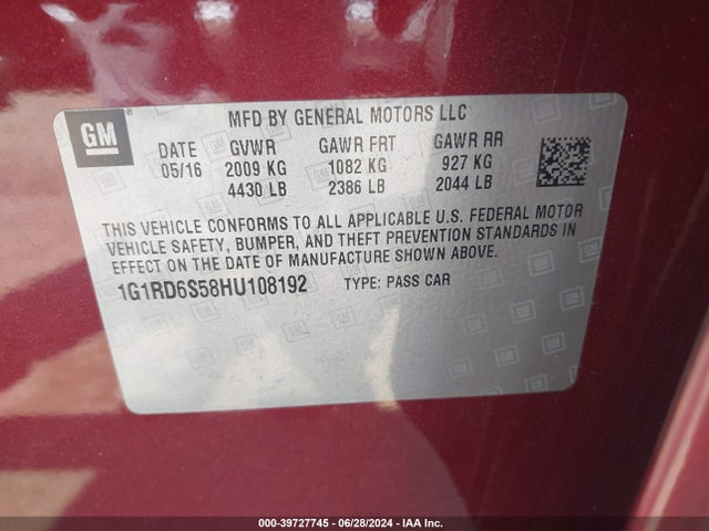 Chevrolet Volt Premier 2017 1G1RD6S58HU108192 Image 9