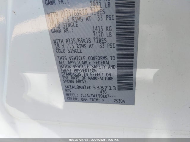 Infiniti QX60 2014 5N1AL0MN3EC538713 Image 9
