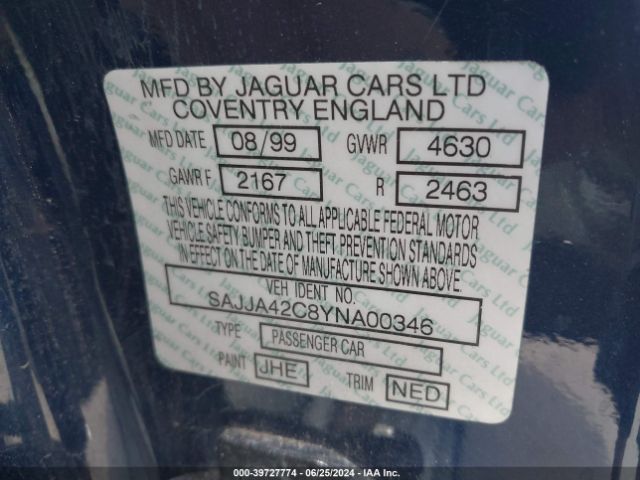 2000 JAGUAR XK8 SAJJA42C8YNA00346 Photo 8