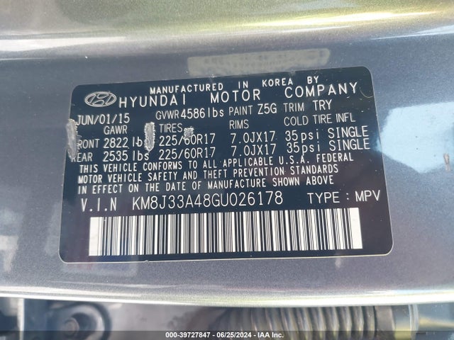 Hyundai TUCSON SE 2016 KM8J33A48GU026178 Image 9