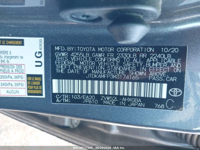 JTDKAMFP3M3174165 Toyota Prius Prime Xle