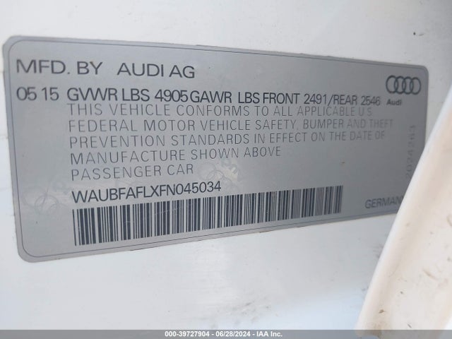 Audi A4 2.0t Premium 2015 WAUBFAFLXFN045034 Image 9