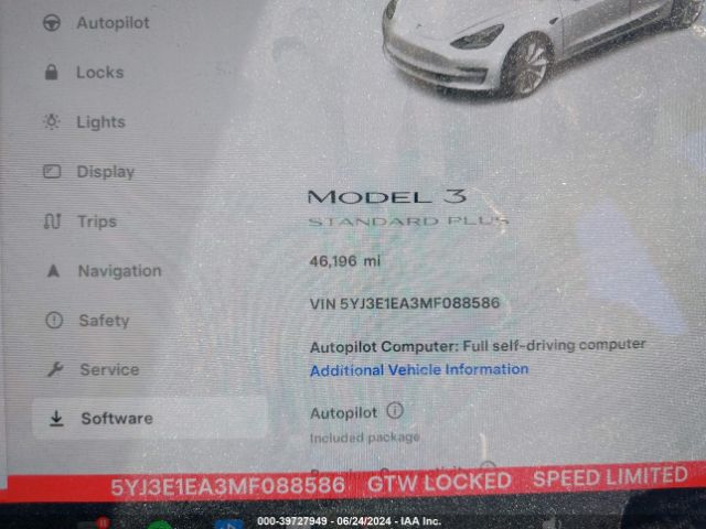 5YJ3E1EA3MF088586 Tesla Model 3 Standard Range Plus Rear-wheel Drive