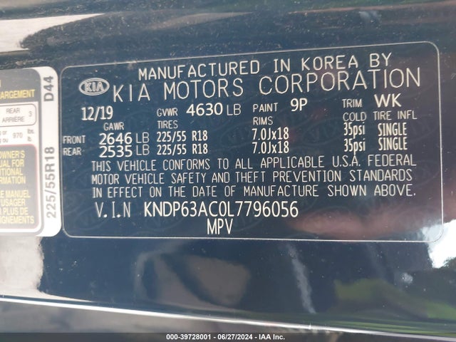 KIA SPORTAGE S 2020 KNDP63AC0L7796056 Image 9