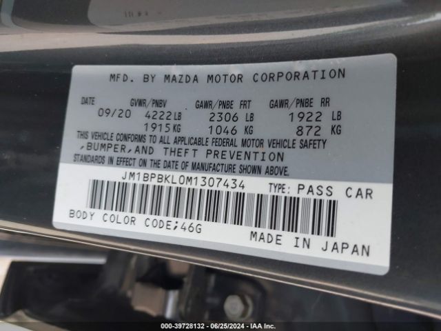 JM1BPBKL0M1307434 Mazda Mazda3 Select