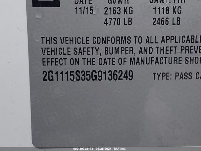 2G1115S35G9136249 Chevrolet Impala 2lt