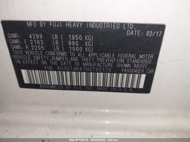 4S3GTAK67H3722170 Subaru Impreza 2.0i Sport