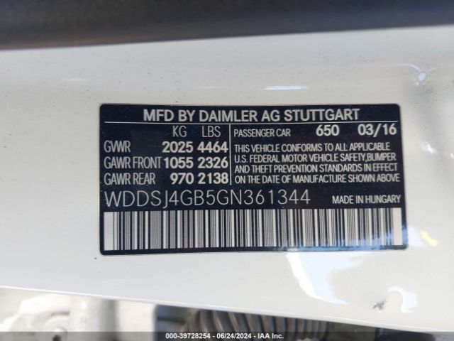 WDDSJ4GB5GN361344 Mercedes-Benz CLA 250 4MATIC