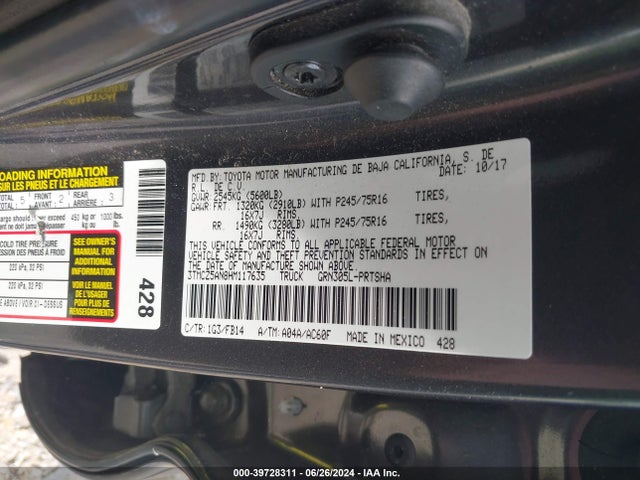 Toyota Tacoma Sr V6 2017 3TMCZ5AN8HM117635 Image 9