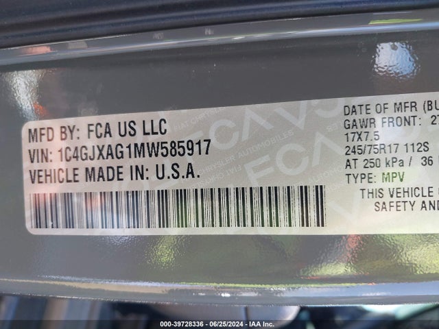 1C4GJXAG1MW585917 Jeep Wrangler Sport S 4x4
