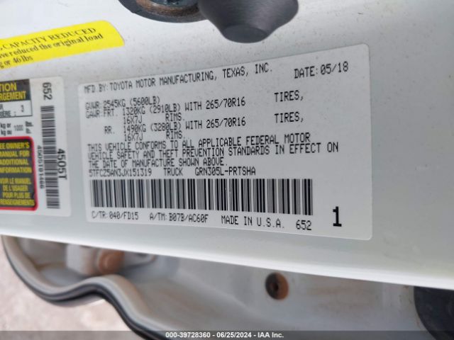 5TFCZ5AN3JX151319 Toyota Tacoma Trd Off Road