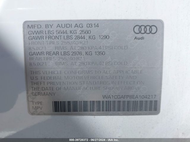 WA1CGAFP8EA104217 Audi Sq5 3.0t Premium Plus