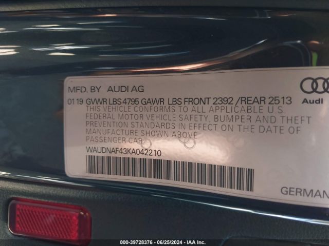 WAUDNAF43KA042210 Audi A4 45 Premium