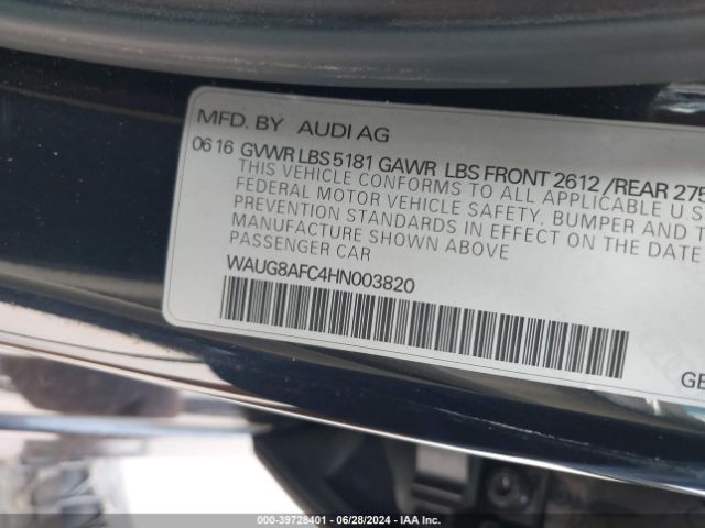 WAUG8AFC4HN003820 Audi A6 2.0t Premium