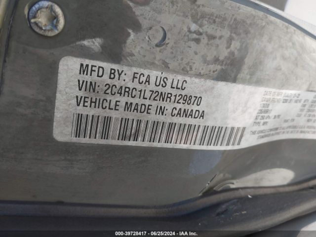 2C4RC1L72NR129870 Chrysler Pacifica Hybrid Touring L