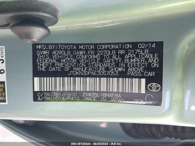 Toyota PRIUS PLUG-IN 2014 JTDKN3DP6E3057053 Image 9