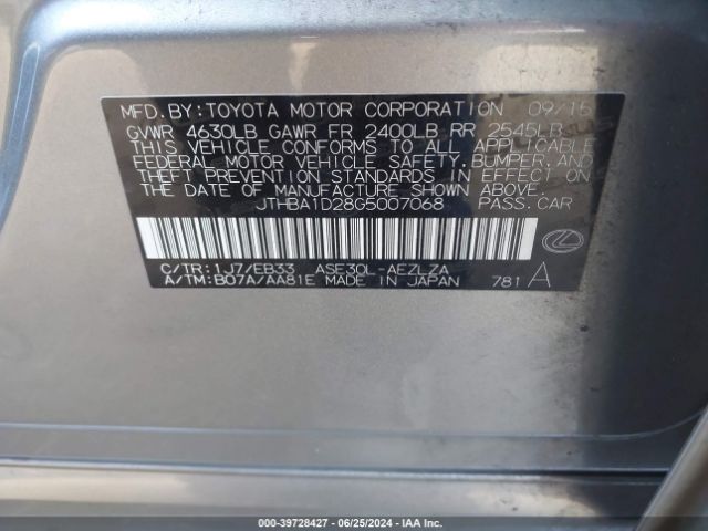 JTHBA1D28G5007068 Lexus IS 200T