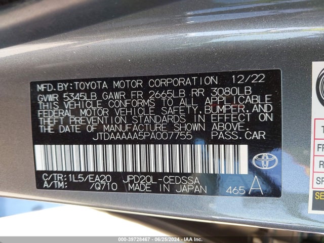 Toyota Mirai Xle 2023 JTDAAAAA5PA007755 Image 9