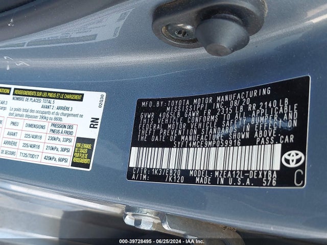 Toyota Corolla Xse 2021 5YFT4MCE9MP059916 Image 9