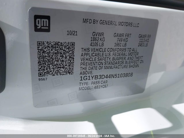 Chevrolet Corvette Stingray Rwd  2lt 2022 1G1YB3D44N5103808 Image 9