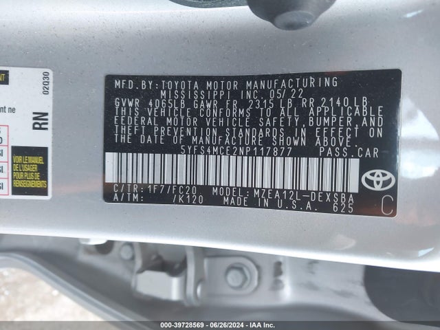 Toyota Corolla Se Nightshade Edition 2022 5YFS4MCE2NP117877 Image 9