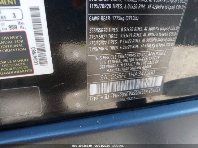 SALGS5FE1HA347960 Land Rover Range Rover 5.0l V8 Supercharged