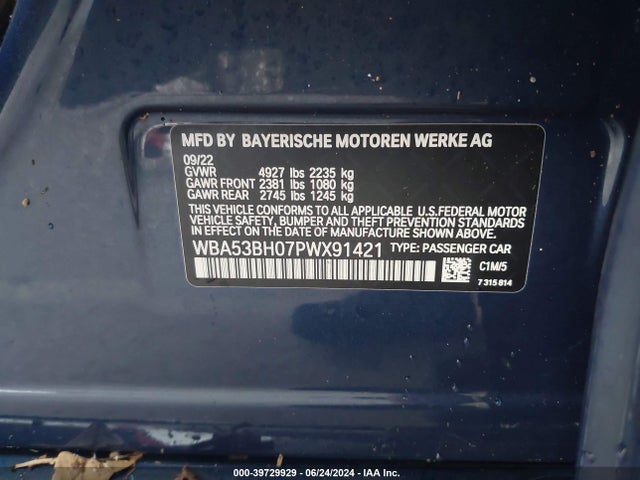 WBA53BH07PWX91421 BMW 530 I