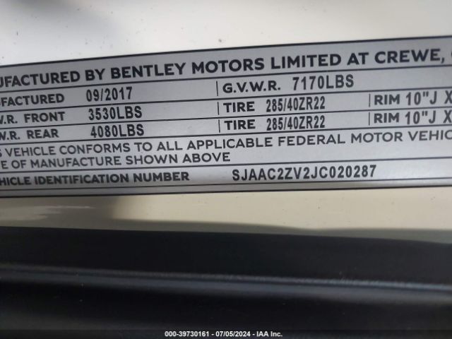 2018 BENTLEY BENTAYGA SJAAC2ZV2JC020287 Photo 8
